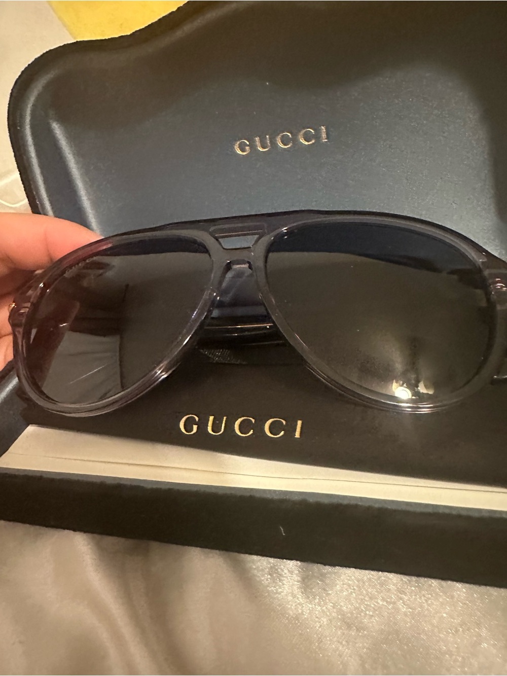 Gucci Aviator Sunglasses in Translucent Dark Gray